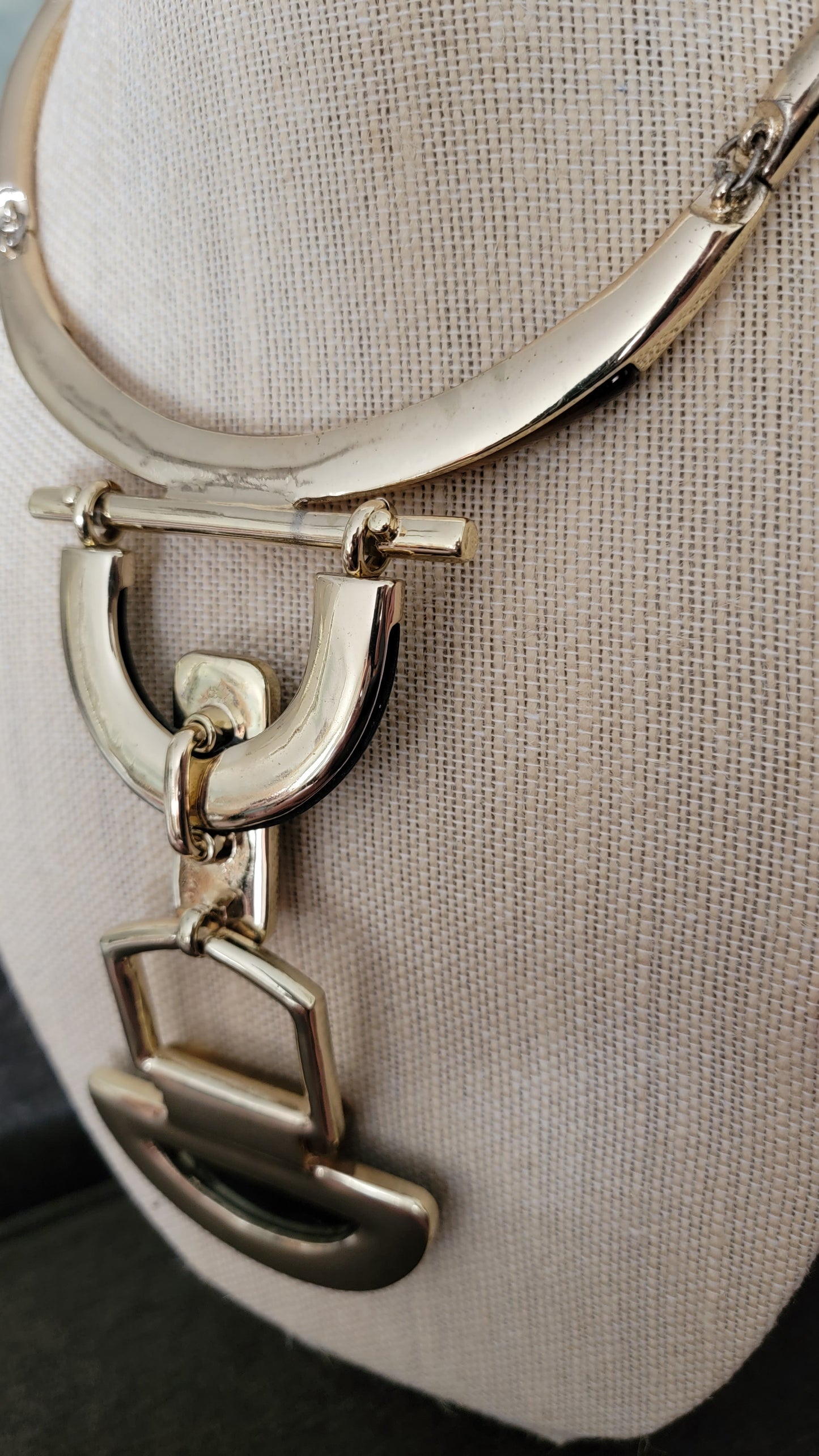 Amber and Onyx Gold Statement Necklace Jeweled