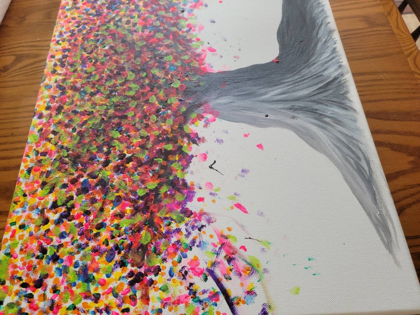 Colorful Black and White Tree Painting Acrylic on Canvas