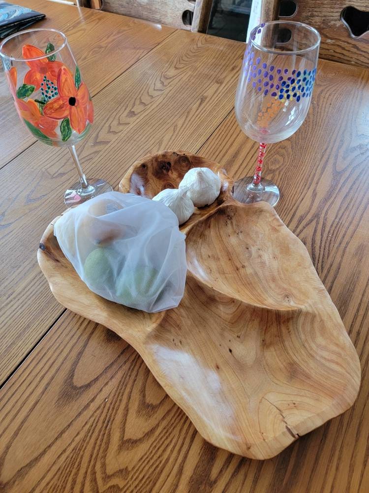 Stunning Natural Wood Platter Serving Tray. Vintage. Decor