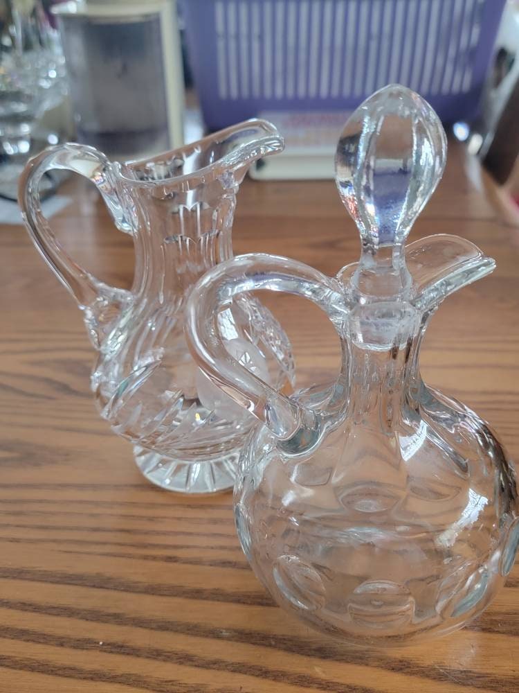 Charming Cut Crystal Cruet And Creamer, Bud Vase, Decor