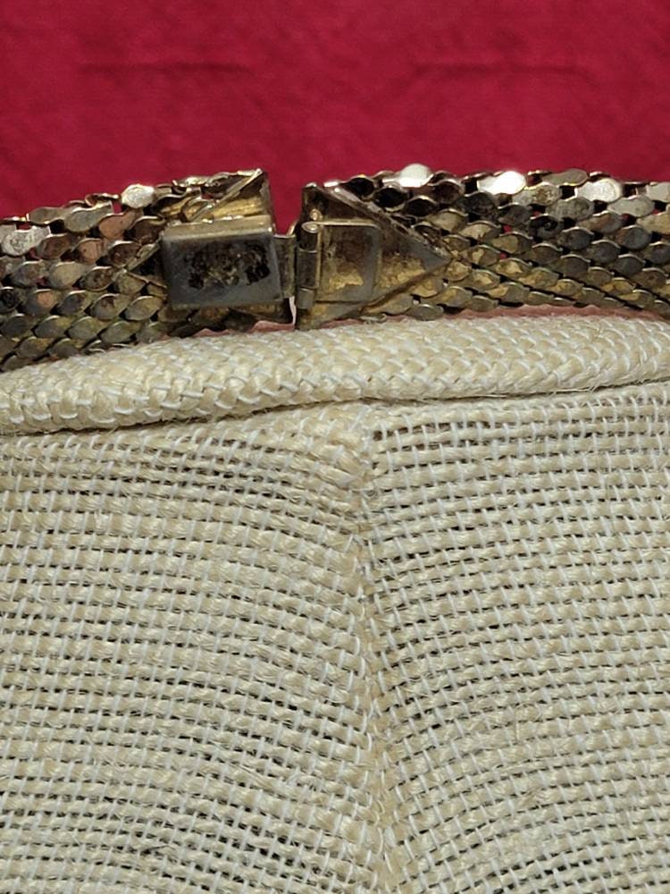 WHITING & DAVIS Gold mesh Bow Statement Necklace Vintage Jeweled