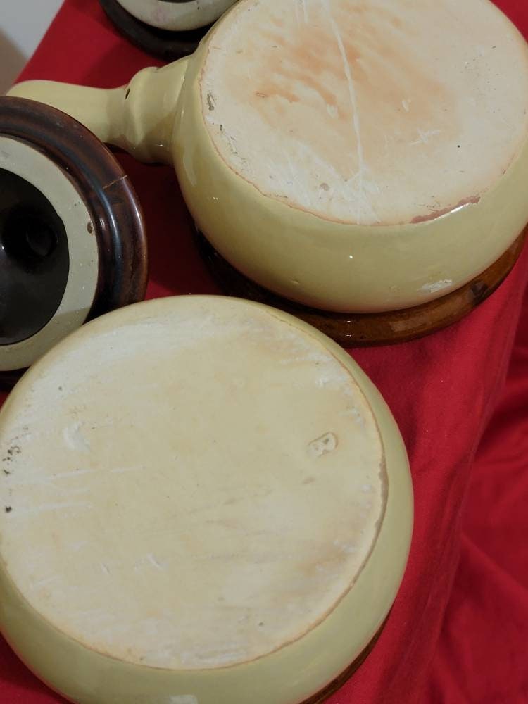 French Onion Soup Bowl Clay Soup Bowl, Stoneware Crock, Brown Drip Bowl, Mid Century Retro Ceramic, Retro Dinnerware, Lidded Bowl Set