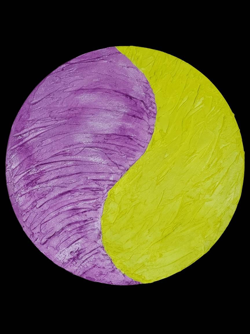 Pranayama: Original Mixed Medium Arcylic on 14" Round Canvas Vibrant Neons