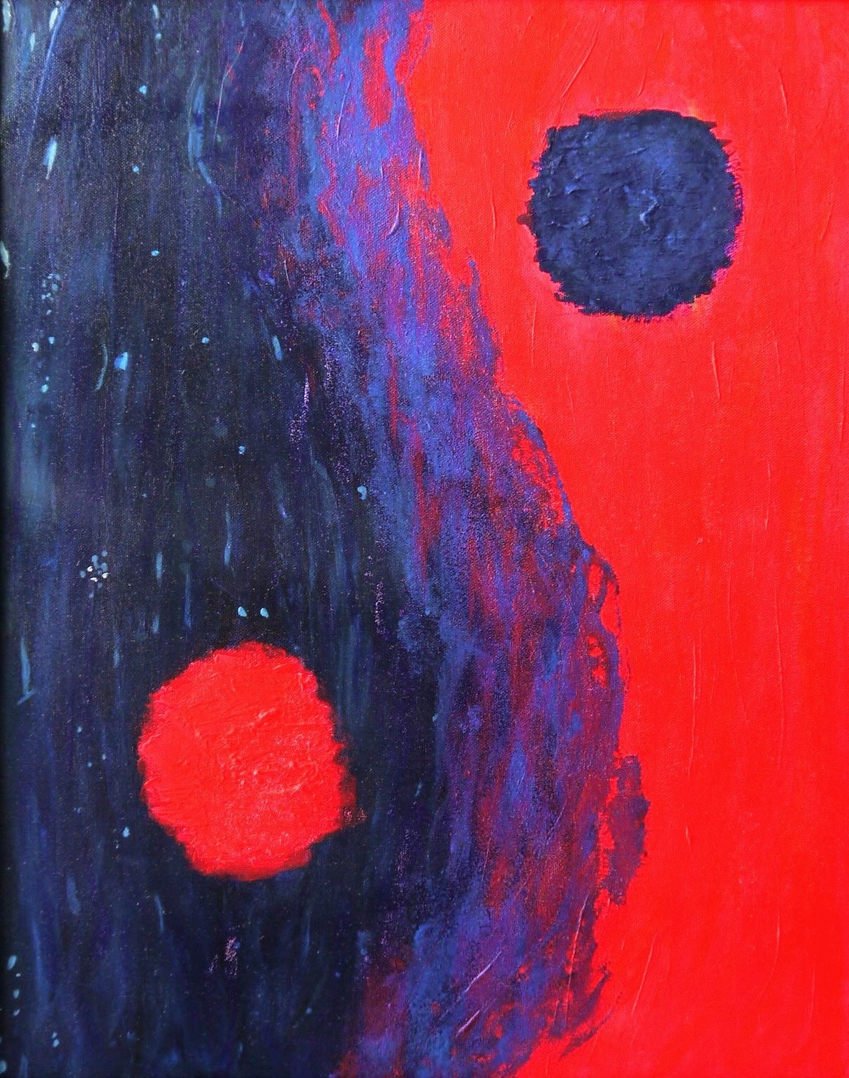 Interconnected: Original Mixed Medium Arcylic on 16"x 20" Canvas Vibrant Textured Yin Yang Movement Breath