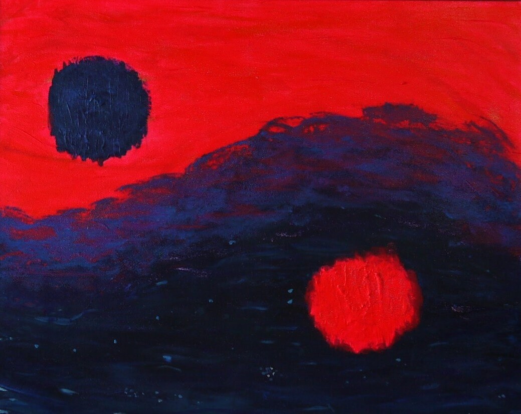 Interconnected: Original Mixed Medium Arcylic on 16"x 20" Canvas Vibrant Textured Yin Yang Movement Breath
