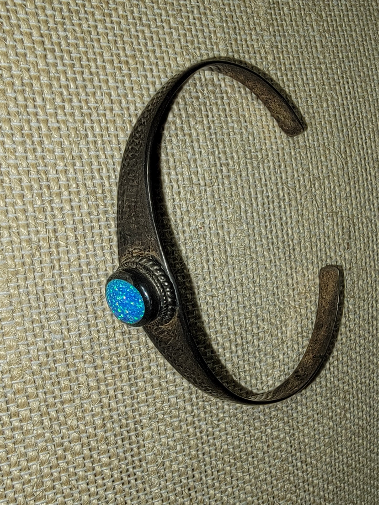 Opal and Sterling Silver Cuff Jeweled