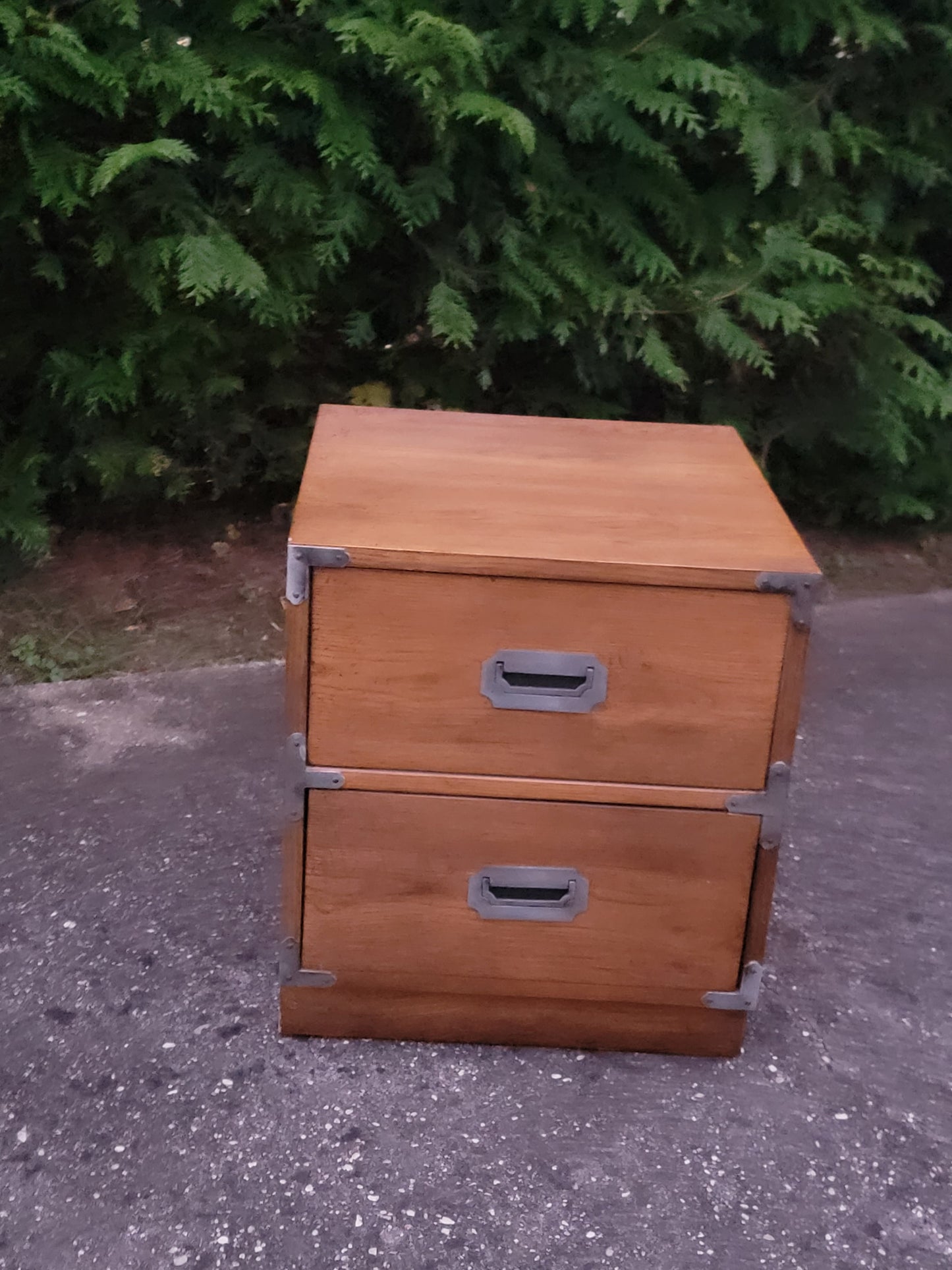 Bernhardt 1970's Campaign Style Two-drawer Nightstand Decor