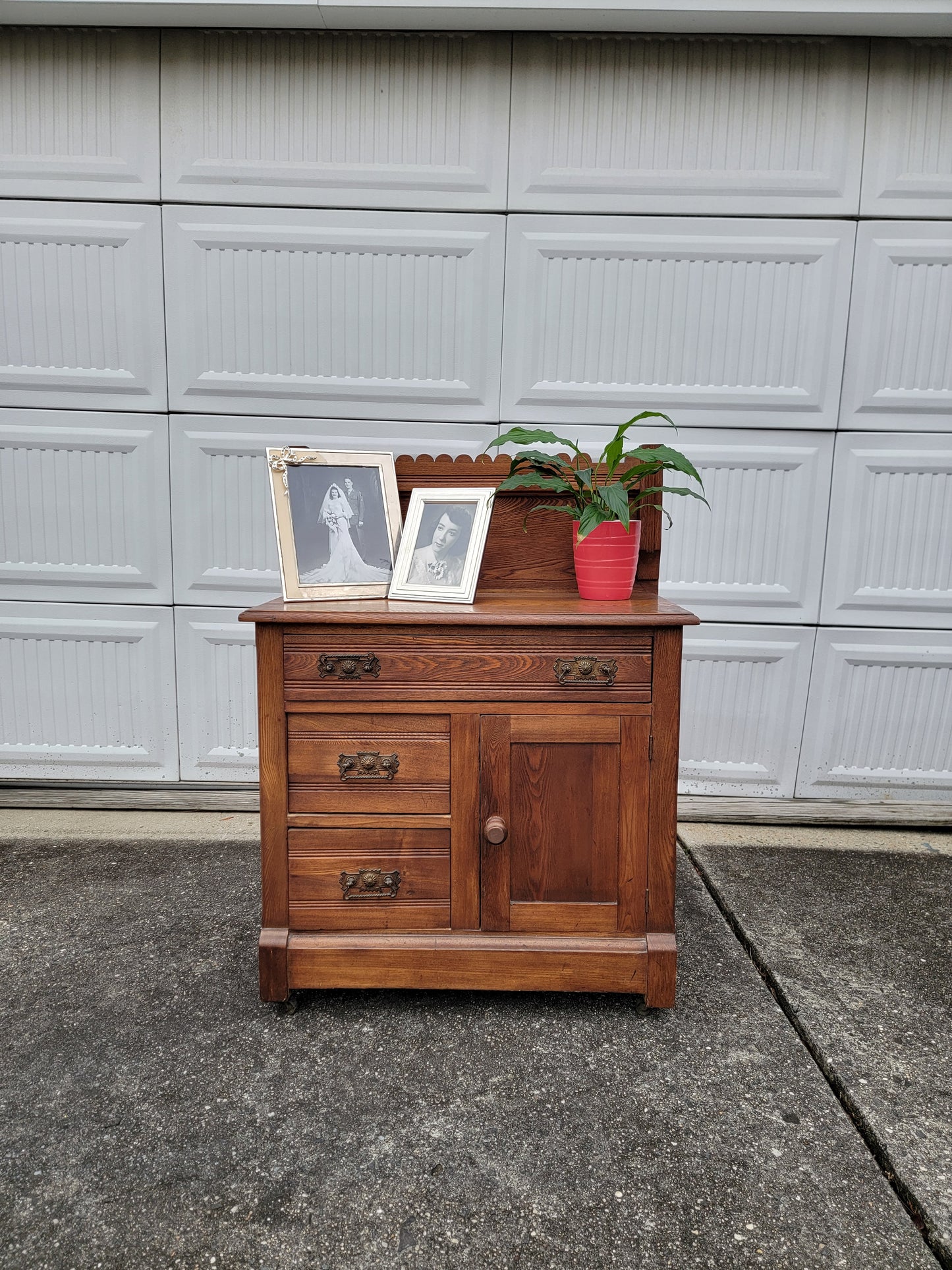 Pin and Cove 1800s Eastlake Antique Sideboard Antique Console Antique Dresser Linen Cabinet Furniture Farmhouse Decor Country Washstand