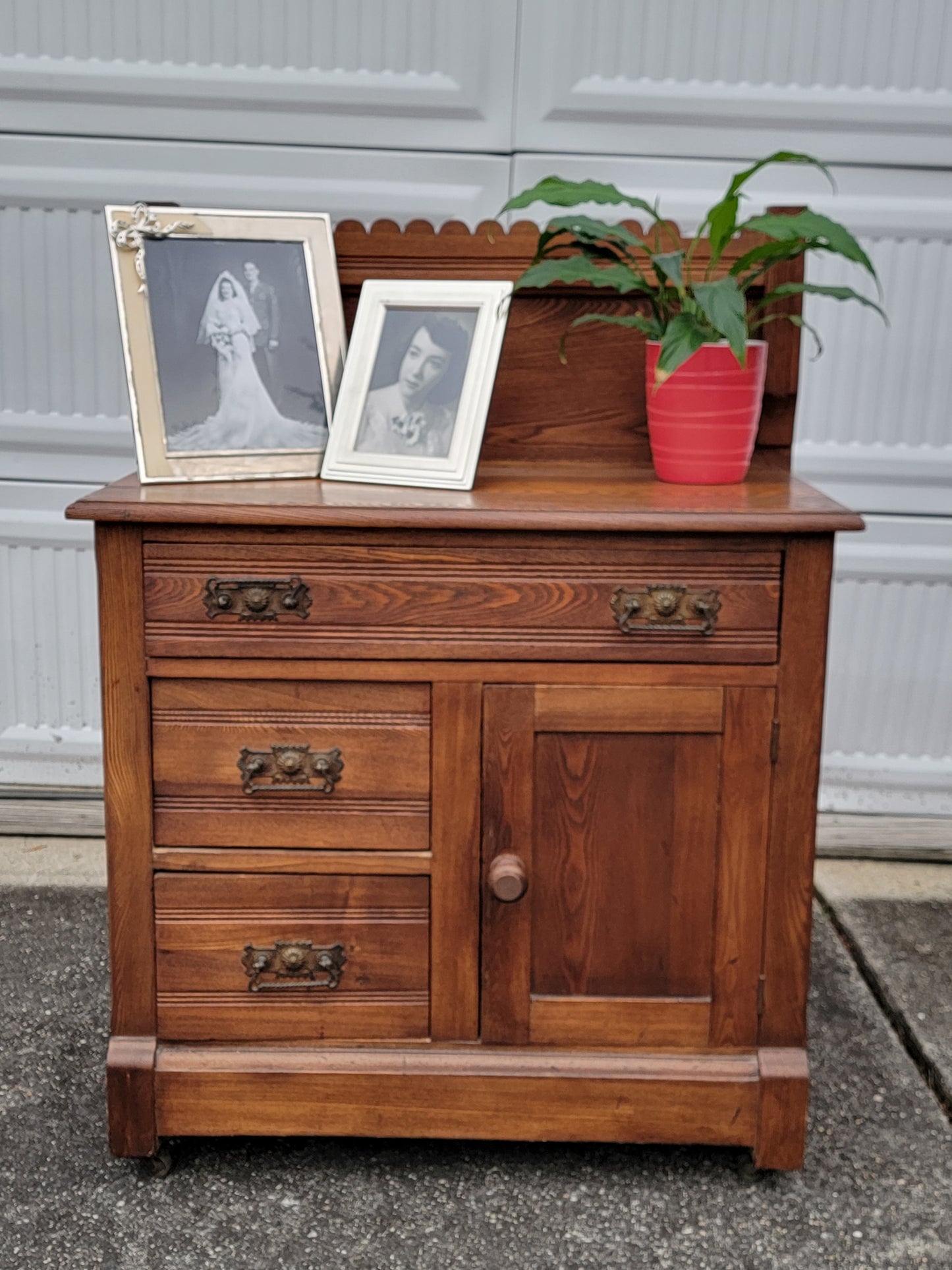 Pin and Cove 1800s Eastlake Antique Sideboard Antique Console Antique Dresser Linen Cabinet Furniture Farmhouse Decor Country Washstand