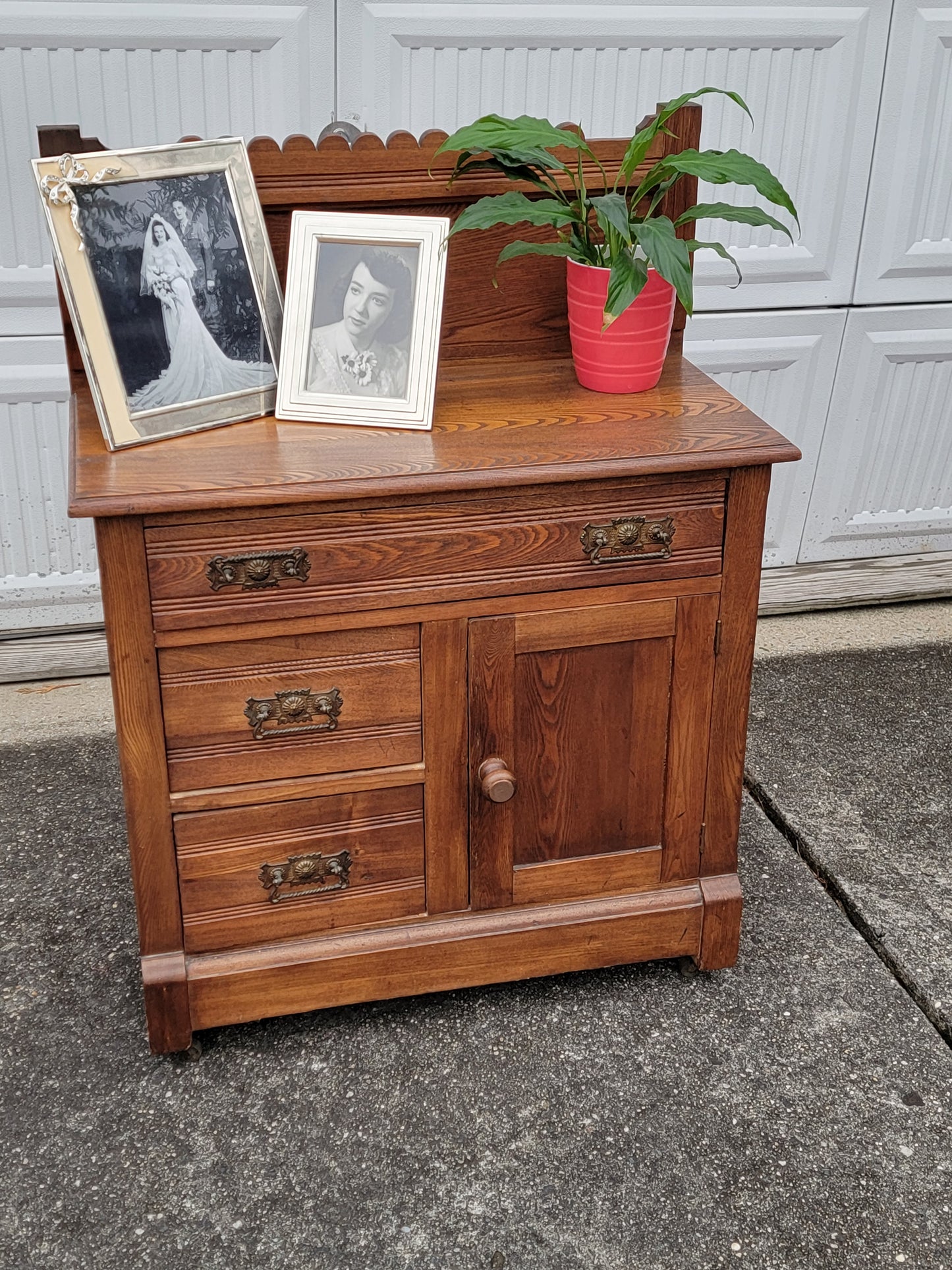 Pin and Cove 1800s Eastlake Antique Sideboard Antique Console Antique Dresser Linen Cabinet Furniture Farmhouse Decor Country Washstand