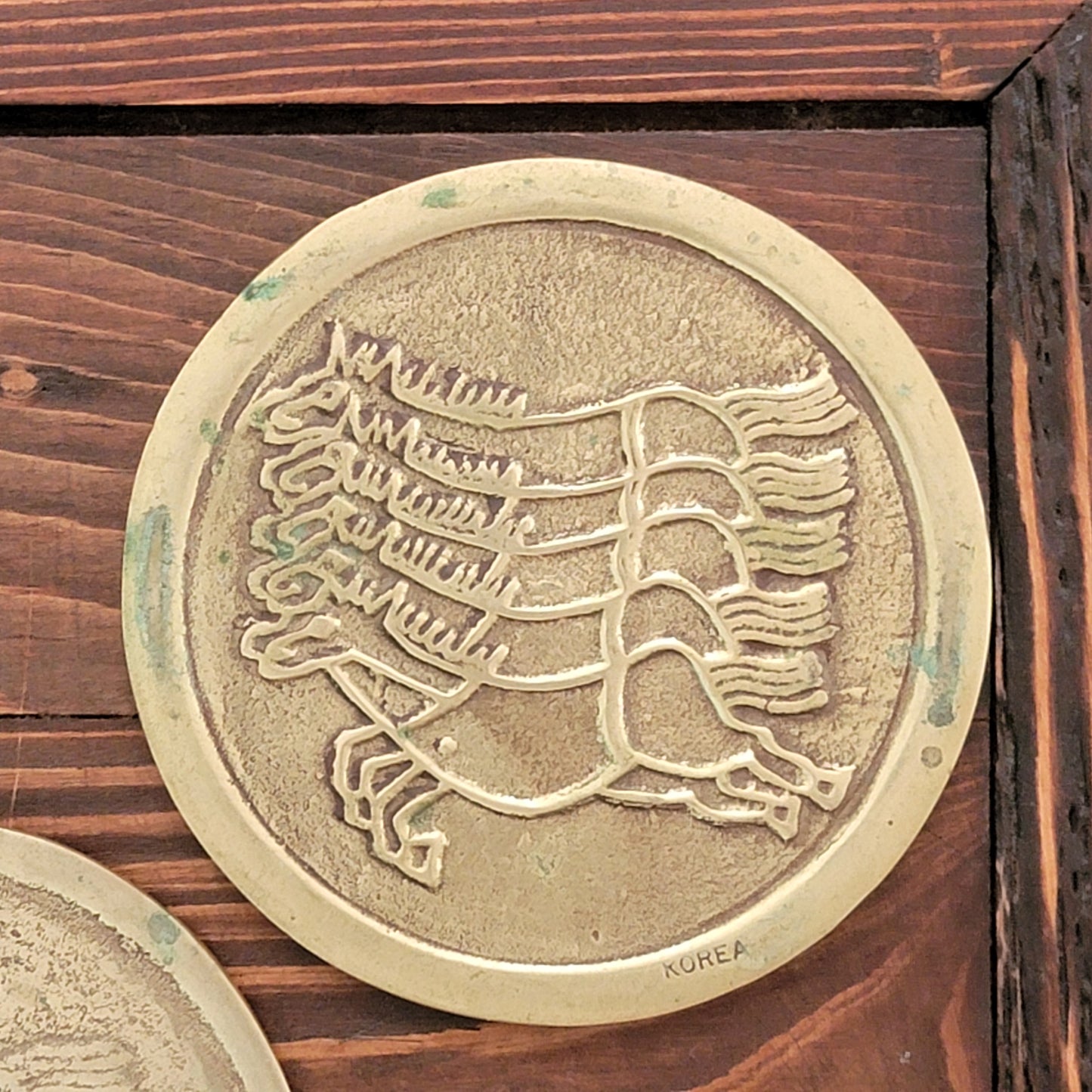 Very Rare/Fine/Old Korean Bronze Official 4/5 Horse Warrant: Korea, Joseon dynasty Furnishing