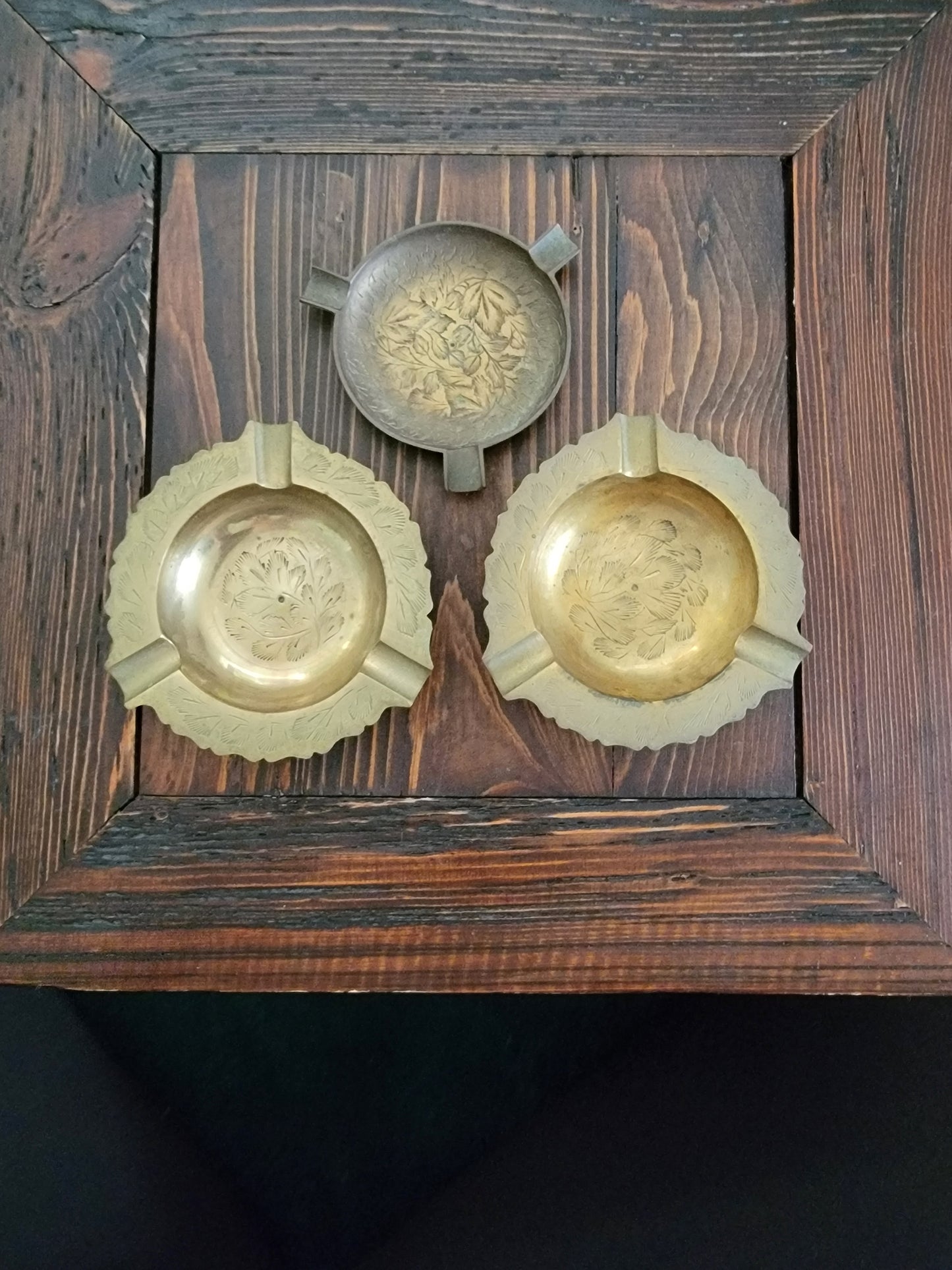 Vintage small brass change tray/trinket catchall/ashtray 3 pieces Furnishing