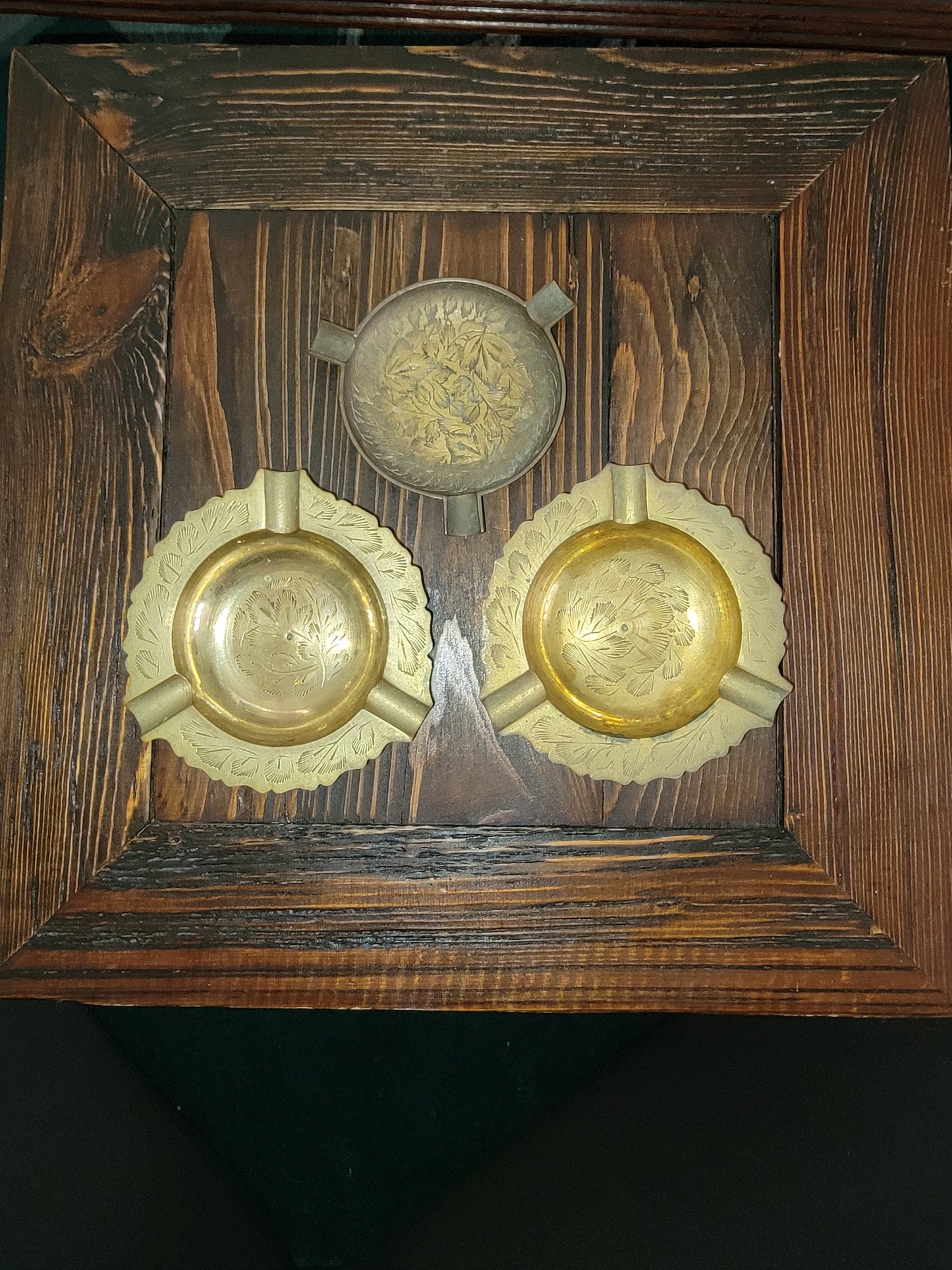 Vintage small brass change tray/trinket catchall/ashtray 3 pieces Furnishing