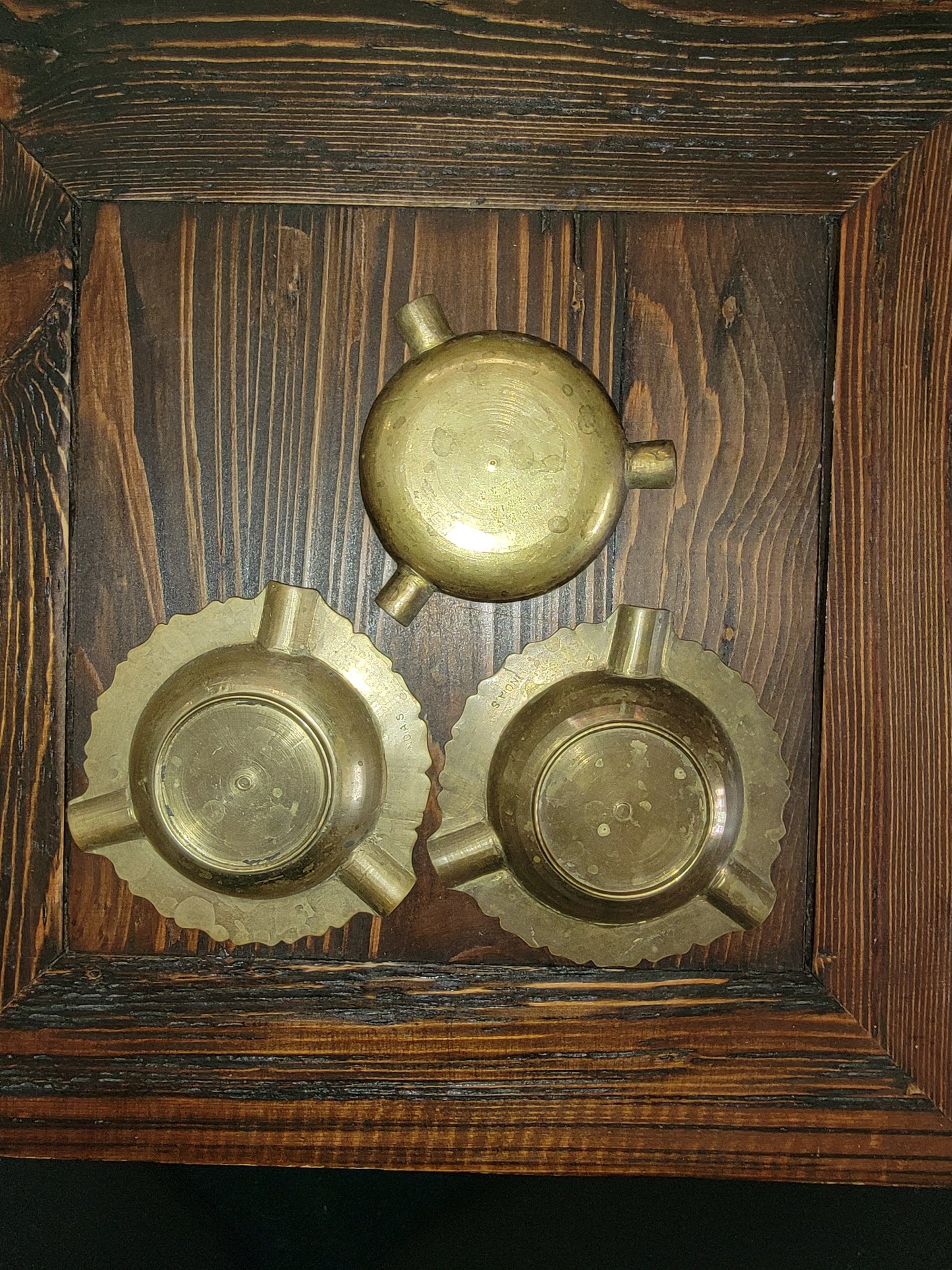 Vintage small brass change tray/trinket catchall/ashtray 3 pieces Furnishing