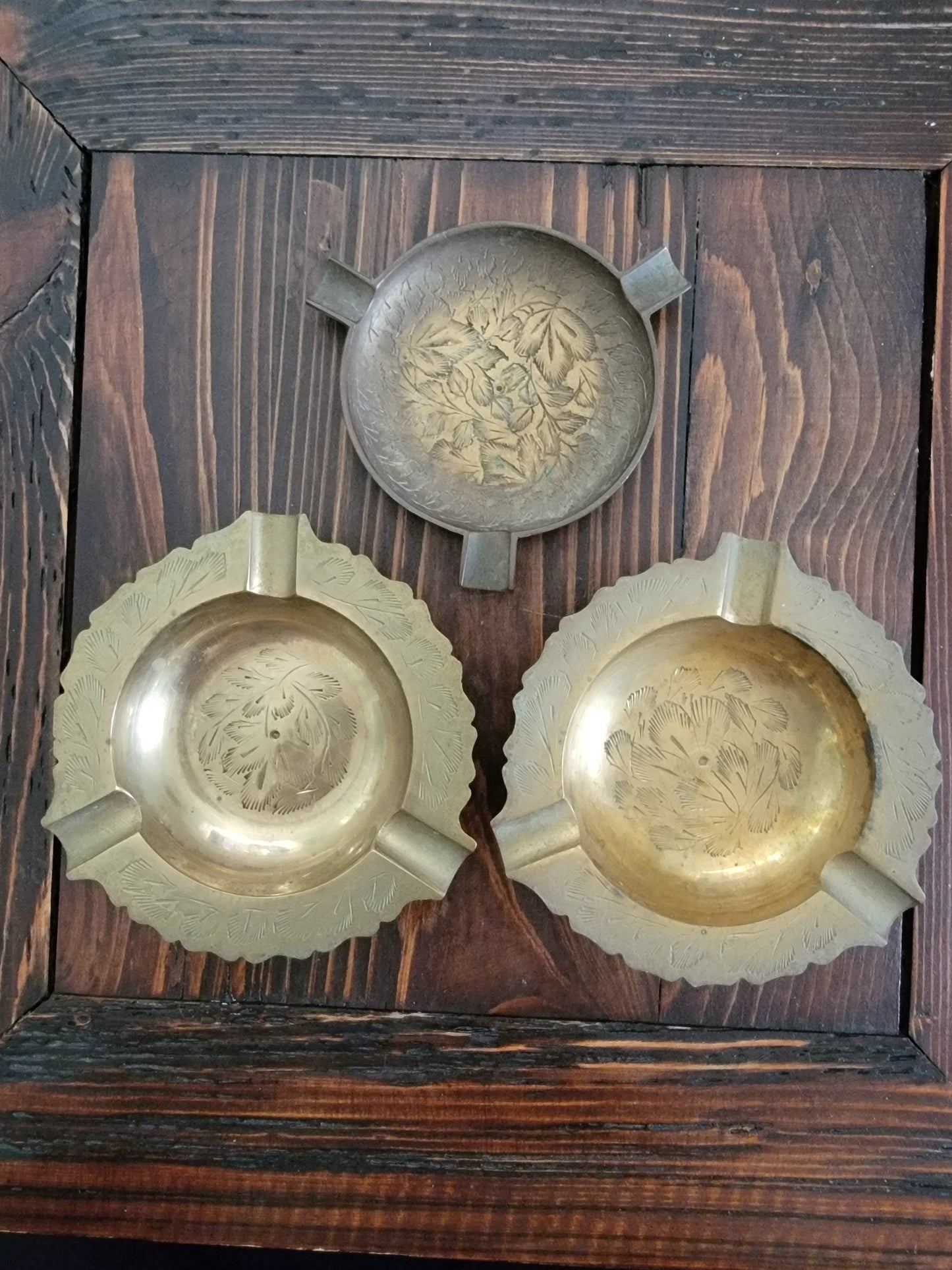 Vintage small brass change tray/trinket catchall/ashtray 3 pieces Furnishing