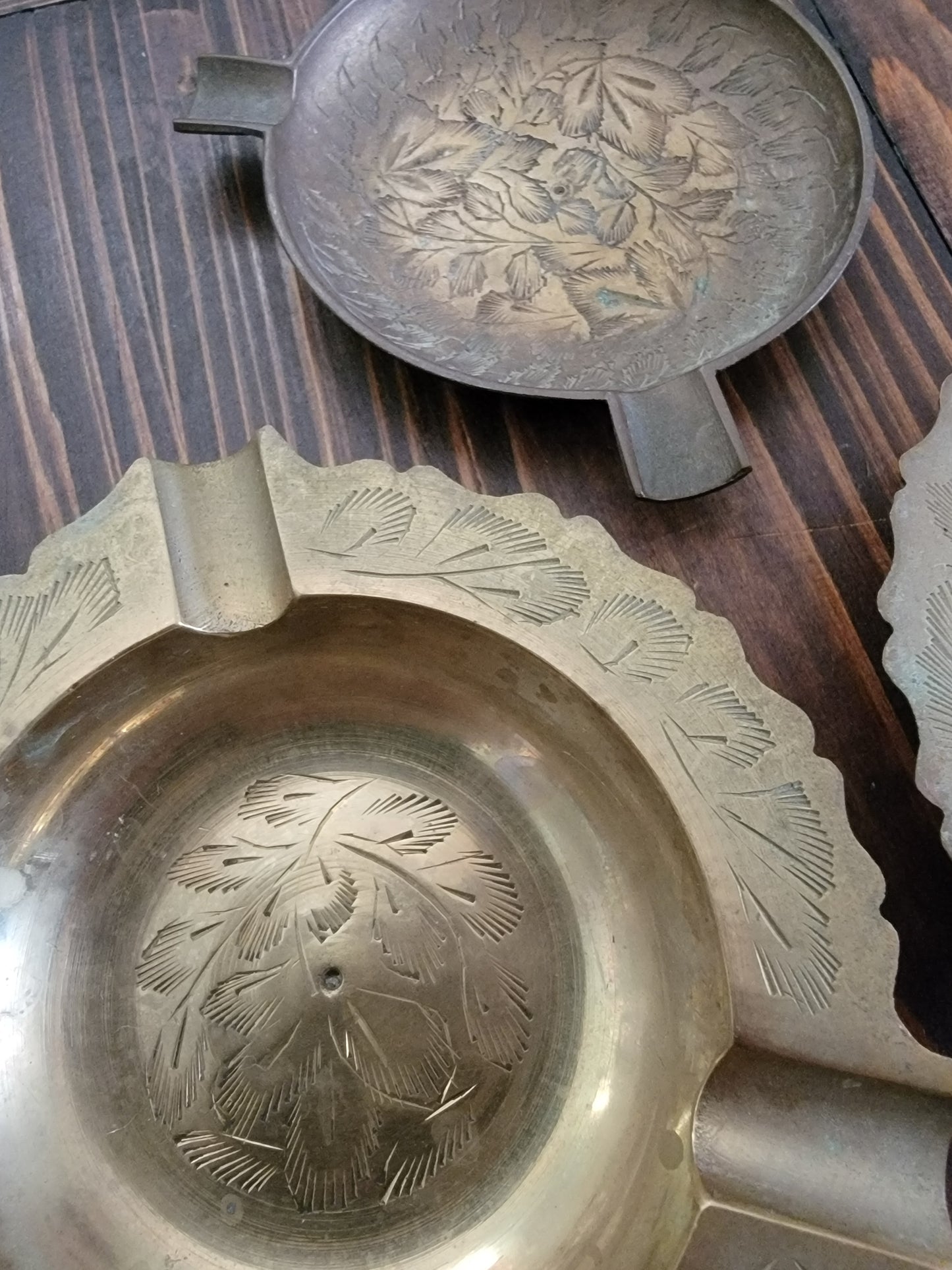 Vintage small brass change tray/trinket catchall/ashtray 3 pieces Furnishing