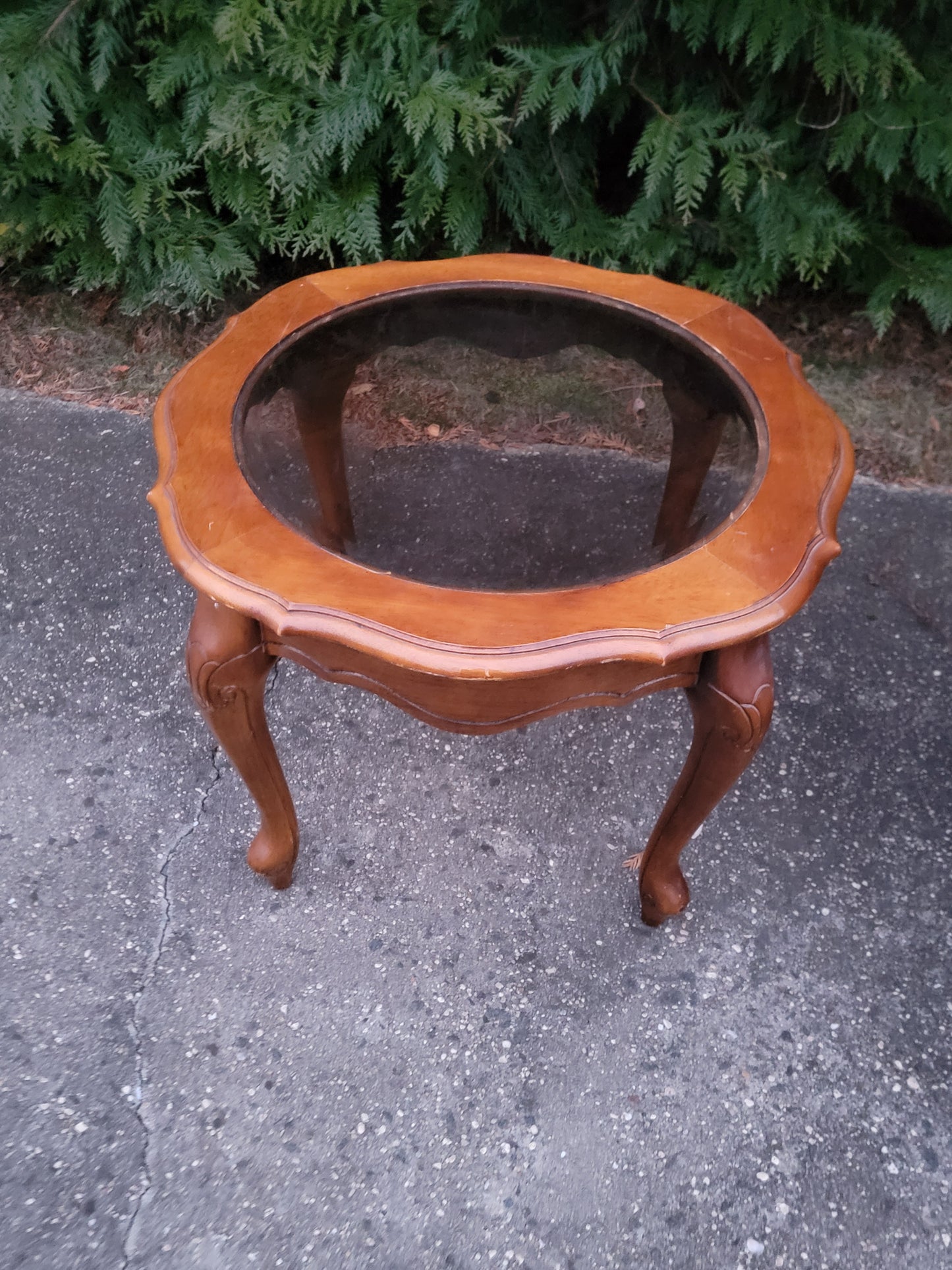 Vintage Rococo Style Glass Top Romantic Table, Coffee table