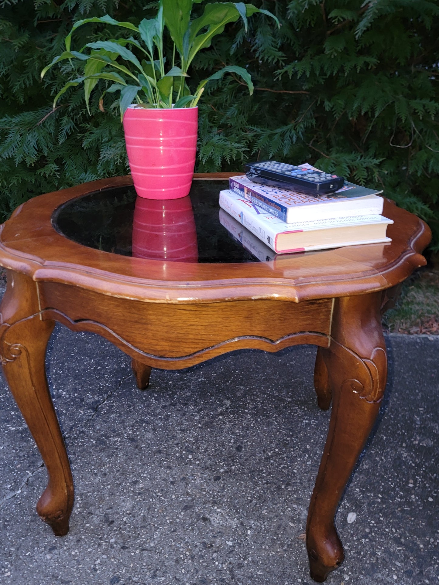 Vintage Rococo Style Glass Top Romantic Table, Coffee table