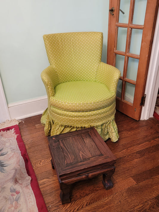 Green polka dot Boudoir Seat/Vanity Chair with slip cover