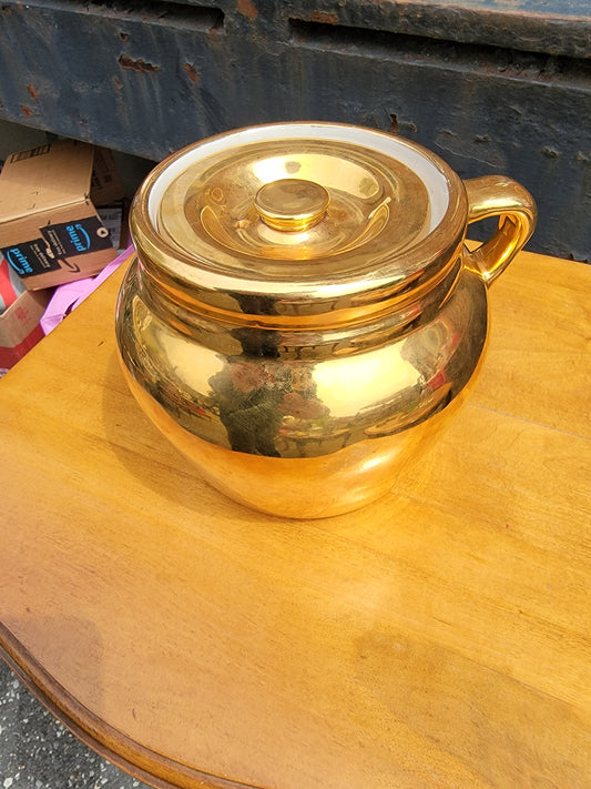 Hall Golden Glo Bean Pot #783 With Lid Warranted 22K