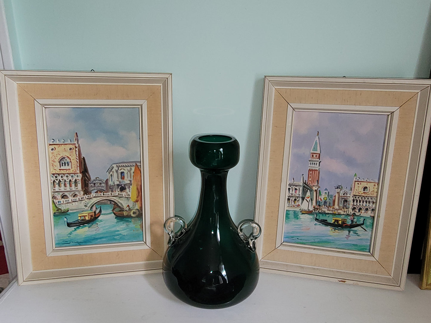 Pair of Vintage Oil Paintings of Piazza San Marco Venice; St. Marks Square, Venice; Original Italian Oil Painting of Saint Marks Square and Venetian Canal