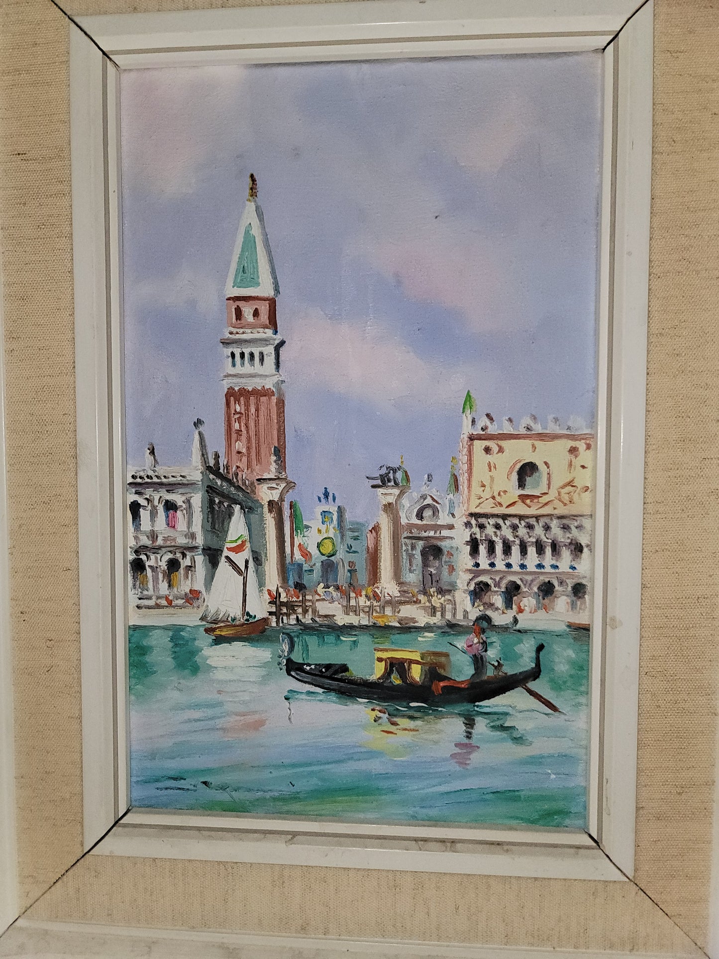 Pair of Vintage Oil Paintings of Piazza San Marco Venice; St. Marks Square, Venice; Original Italian Oil Painting of Saint Marks Square and Venetian Canal