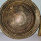 Vintage Large Brass Asian Tray Table Top Wall Hanging Hammered Etched