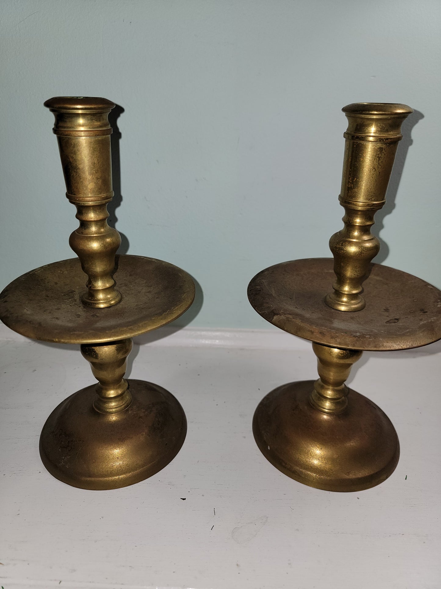 Pair Vintage/Antique Denmark Solid Brass Candlestick Holder