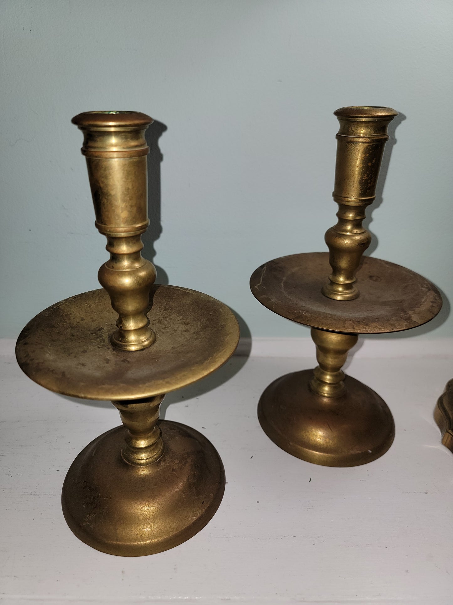 Pair Vintage/Antique Denmark Solid Brass Candlestick Holder