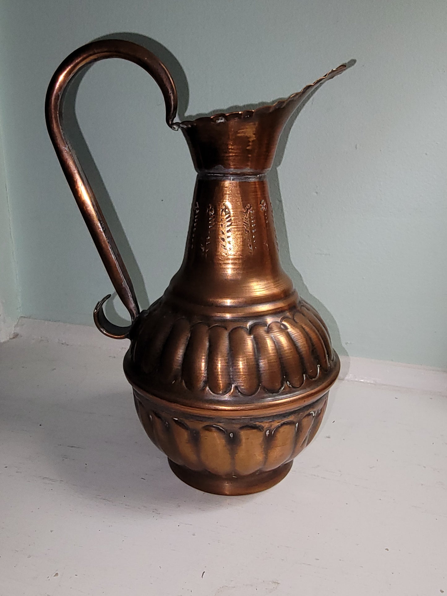 Vintage copper handmade pitcher.