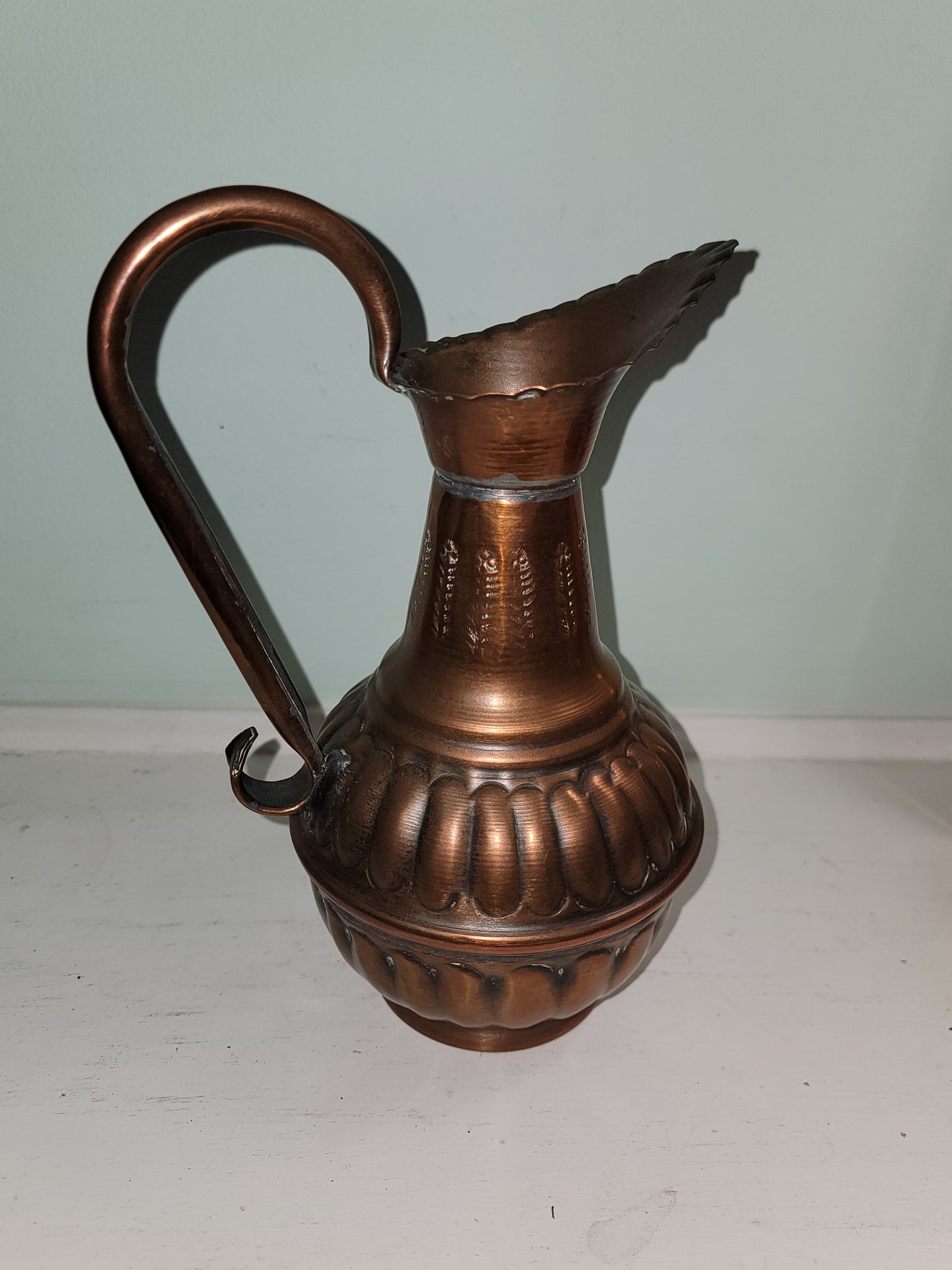 Vintage copper handmade pitcher.