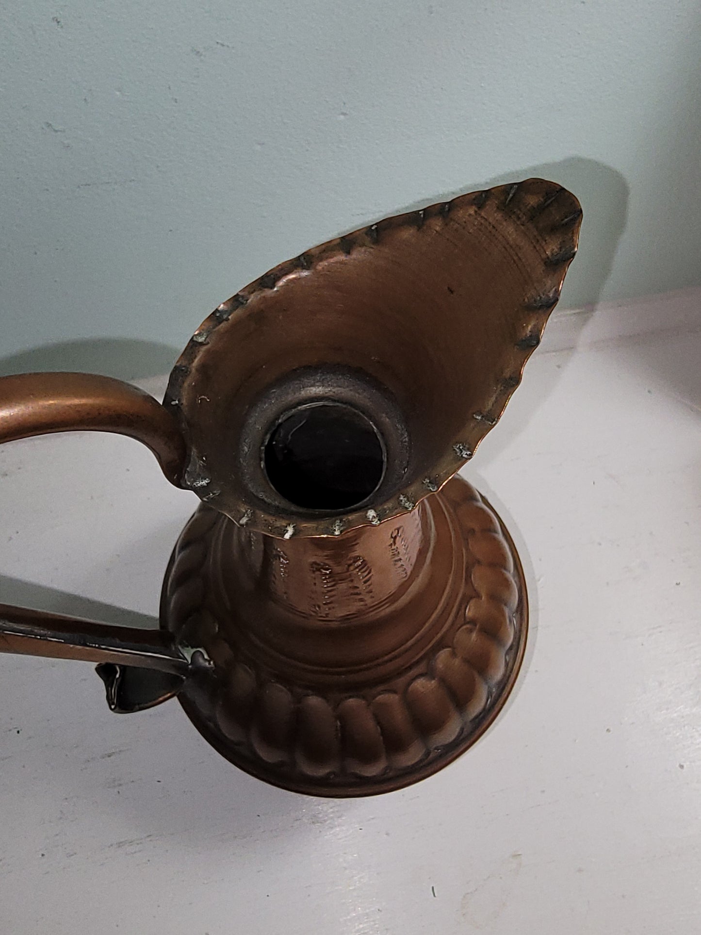 Vintage copper handmade pitcher.