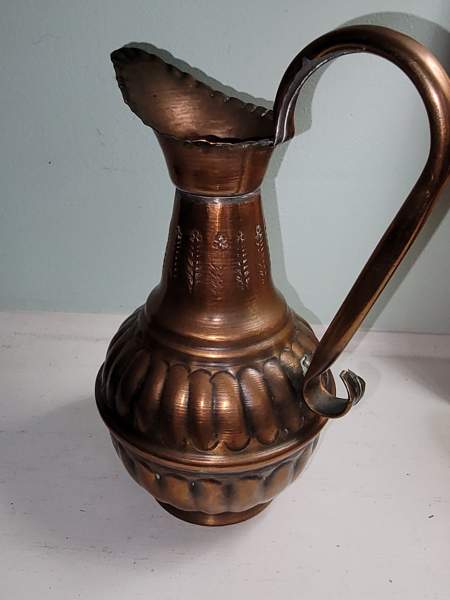 Vintage copper handmade pitcher.