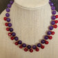 Beaded Garnet and Amethyst Colored Necklace Jeweled