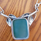 Green Druzzy Quartz Silver Necklace Vintage with Leaf Design 925 Silver Stamp Lobster Clasp Jeweled