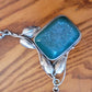 Green Druzzy Quartz Silver Necklace Vintage with Leaf Design 925 Silver Stamp Lobster Clasp Jeweled