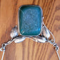 Green Druzzy Quartz Silver Necklace Vintage with Leaf Design 925 Silver Stamp Lobster Clasp Jeweled