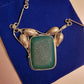 Green Druzzy Quartz Silver Necklace Vintage with Leaf Design 925 Silver Stamp Lobster Clasp Jeweled