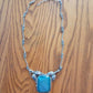 Green Druzzy Quartz Silver Necklace Vintage with Leaf Design 925 Silver Stamp Lobster Clasp Jeweled
