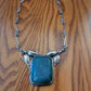 Green Druzzy Quartz Silver Necklace Vintage with Leaf Design 925 Silver Stamp Lobster Clasp Jeweled