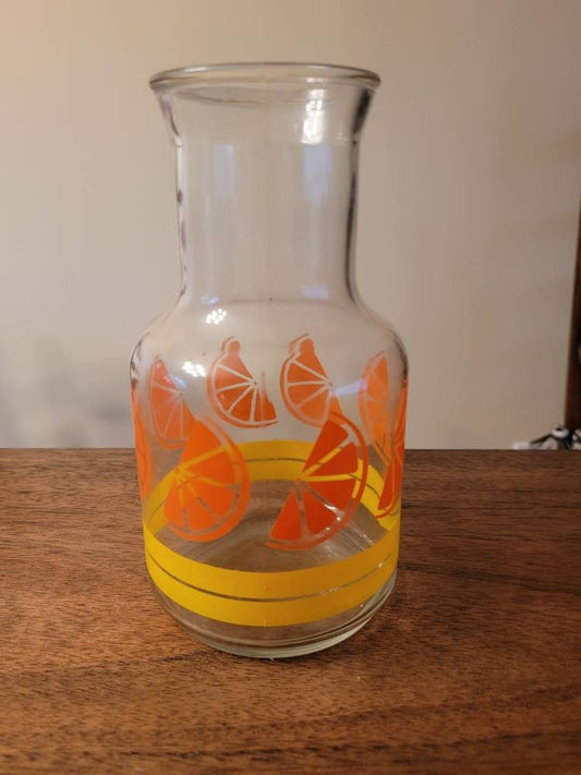 Vintage Orange Juice Glass Carafe Pitcher Libby of Canada Fruit Jar