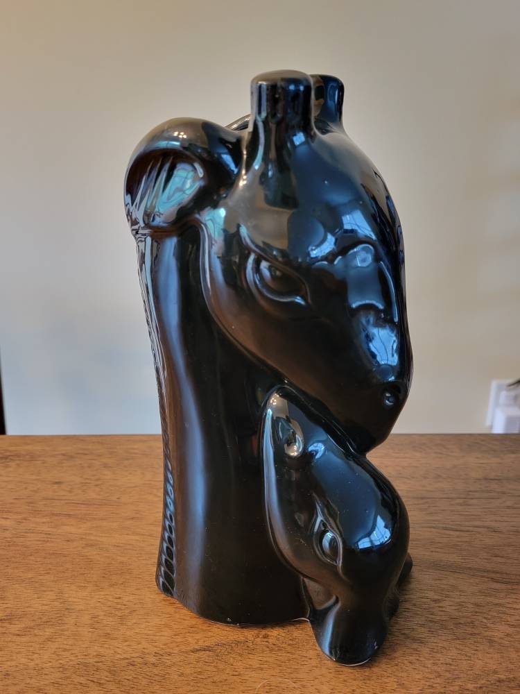 Shawnee Pottery Giraffe and Baby Planter / Black Mother Giraffe and Baby Planter