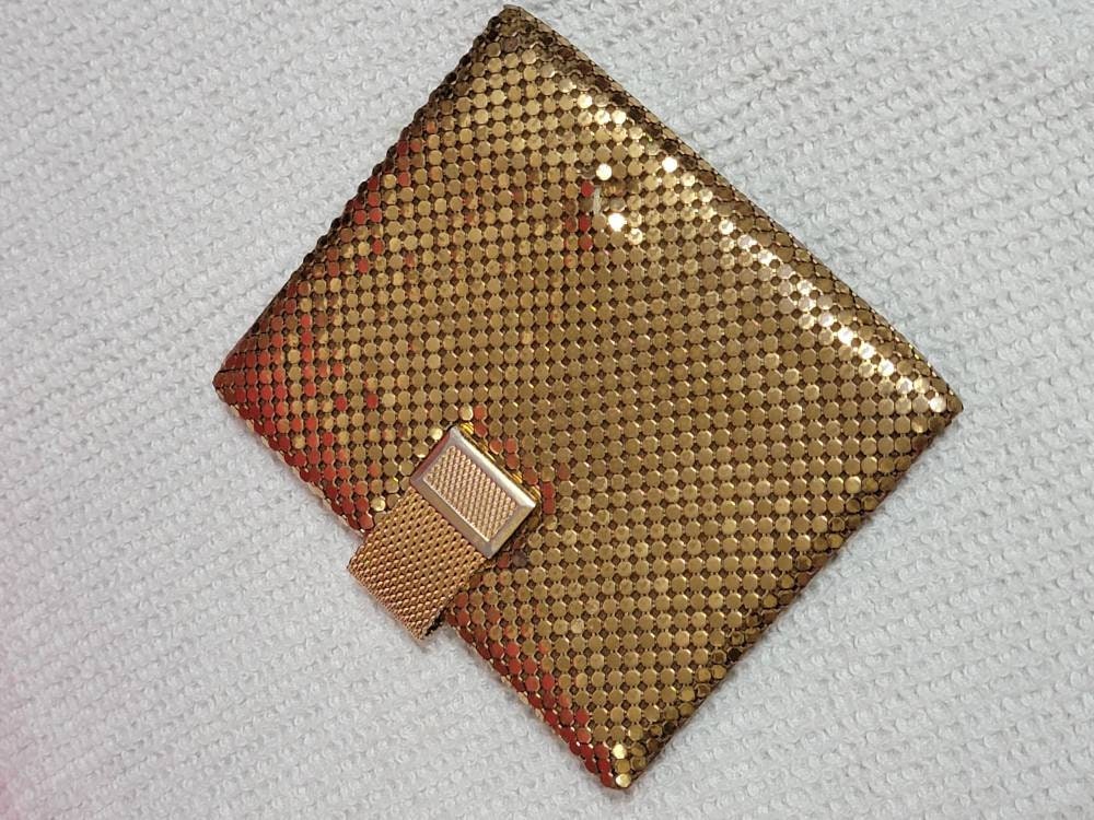 Vintage Whiting and Davis Purse with Gold Mesh Exterior with matching wallet. Gold Shimmer Wedding/Prom Jeweled