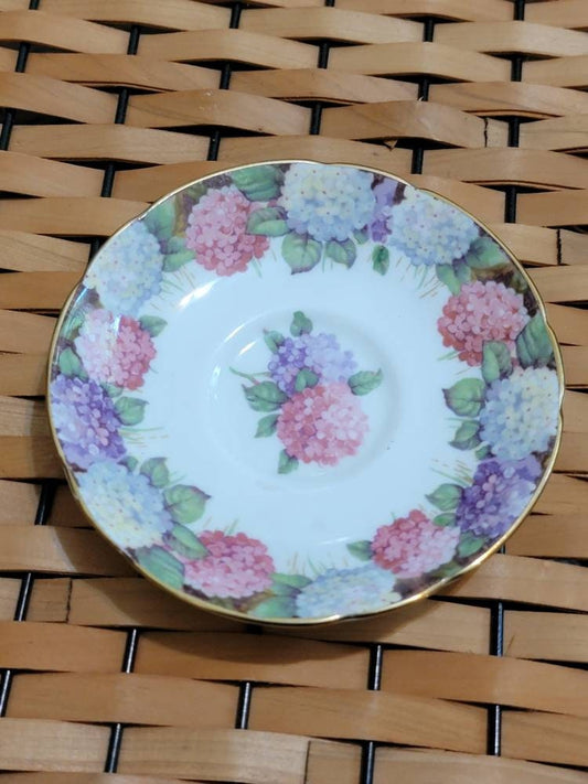 Paragon Hydrangea Pink Mauve White GoldTrim Vintage Tea Cup Saucer. Single Plate. Fine Bone China. Made in England. Decor