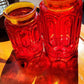 Vintage Red Glass Moon & Stars Canister Set Red Glass Canister Set (No Cover) Moon and Stars Made by Smith Glass 1970s Red Canisters 2 Piece