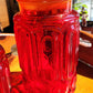 Vintage Red Glass Moon & Stars Canister Set Red Glass Canister Set (No Cover) Moon and Stars Made by Smith Glass 1970s Red Canisters 2 Piece