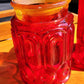 Vintage Red Glass Moon & Stars Canister Set Red Glass Canister Set (No Cover) Moon and Stars Made by Smith Glass 1970s Red Canisters 2 Piece