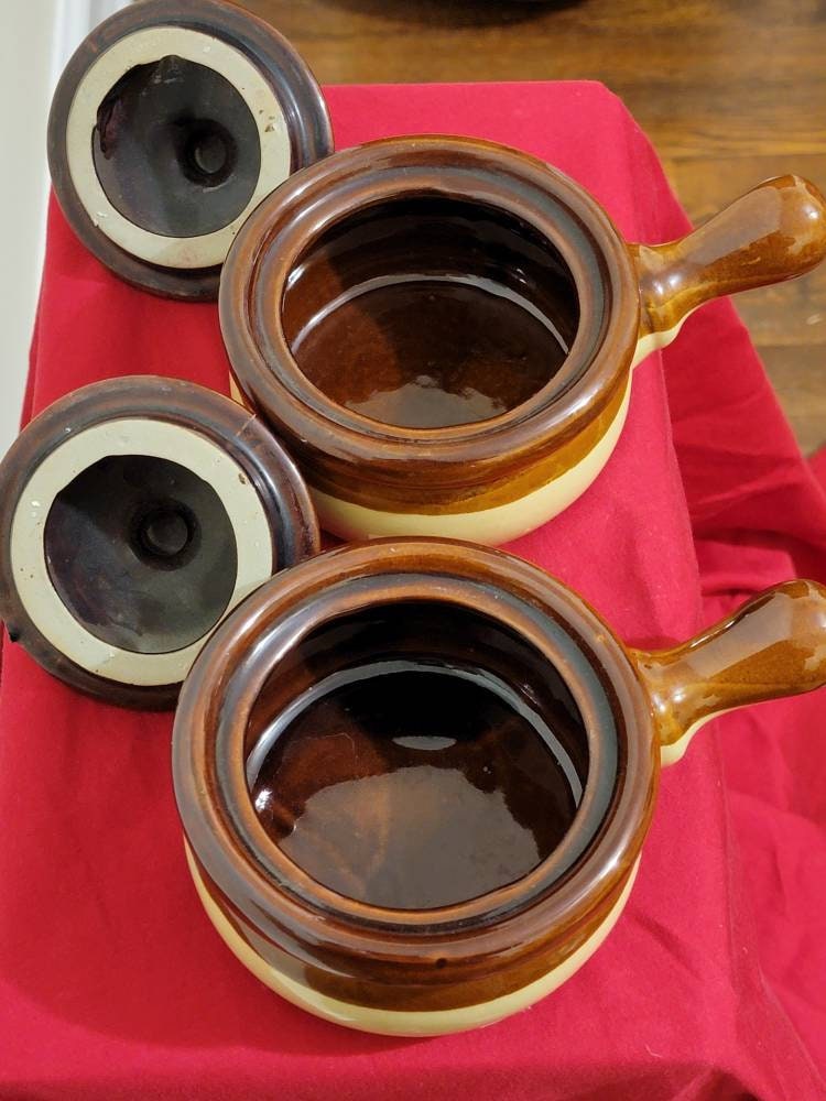 French Onion Soup Bowl Clay Soup Bowl, Stoneware Crock, Brown Drip Bow –  Joseph Jane Vintage