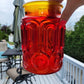 Vintage Red Glass Moon & Stars Canister Set Red Glass Canister Set (No Cover) Moon and Stars Made by Smith Glass 1970s Red Canisters 2 Piece