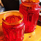 Vintage Red Glass Moon & Stars Canister Set Red Glass Canister Set (No Cover) Moon and Stars Made by Smith Glass 1970s Red Canisters 2 Piece